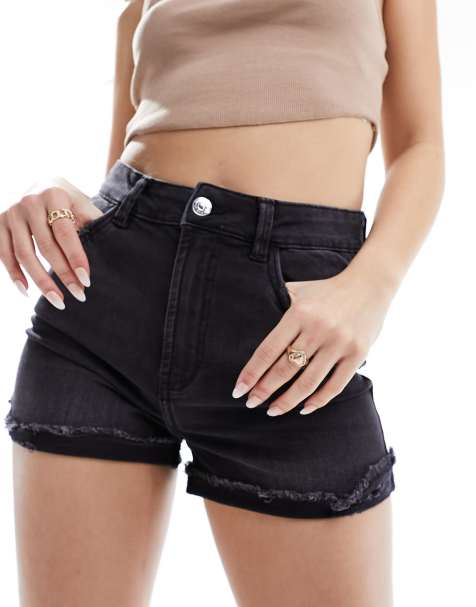 Pimkie turned up denim shorts in black - view 1