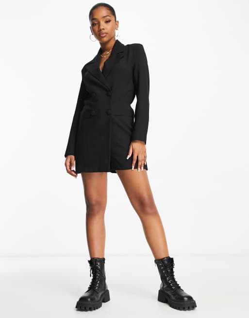 Pimkie Tuta corta stile blazer a maniche lunghe nera ASOS