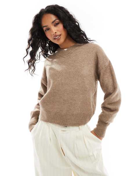 Pimkie v neck jumper in light brown - view 1