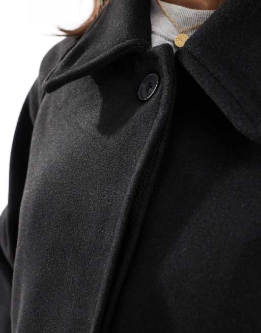 Pimkie Veste aspect laine avec col en pointe Noir ASOS