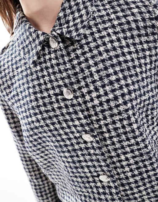 Pimkie Veste courte en bouclé à motif pied-de-poule Noir et