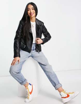 Pimkie faux leather jacket in black  - ASOS Price Checker