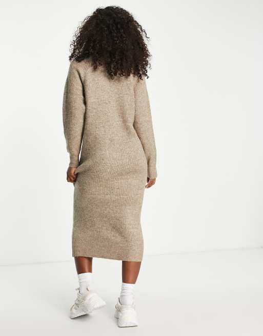 Pimkie - Vestito midi con collo alto in maglia tortora, 2 di 4