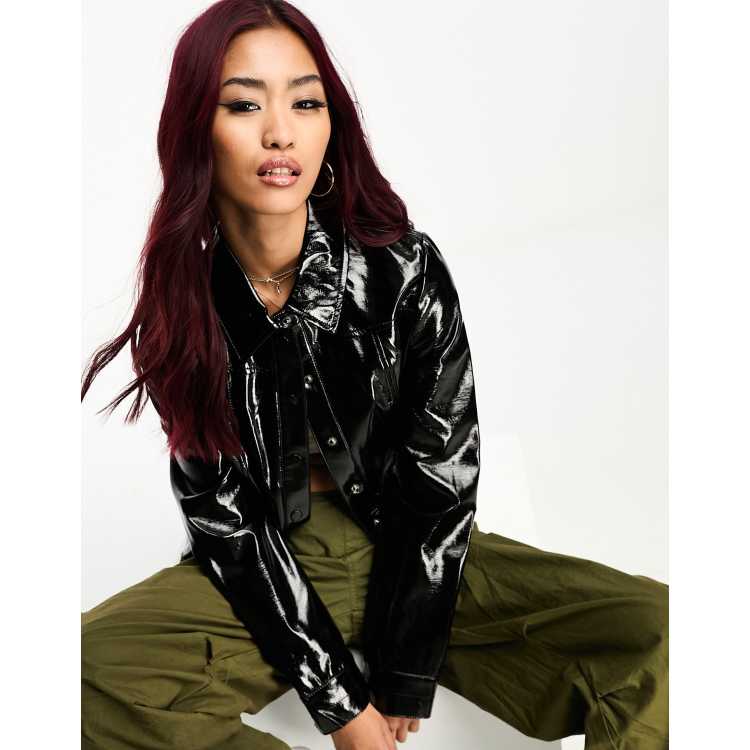 Pimkie vinyl jacket in black ASOS