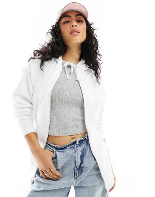 Pimkie – Vit hoodie med dragkedja
