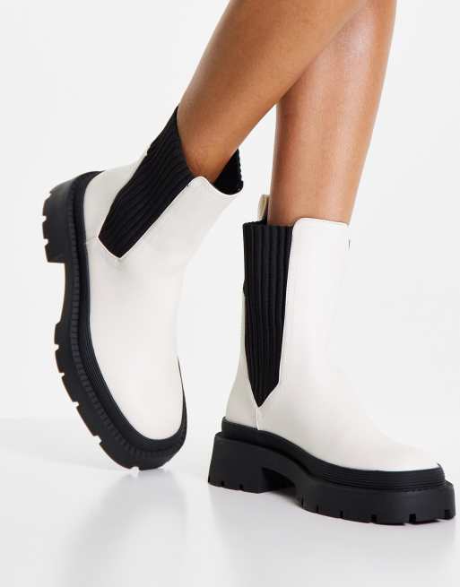 Pimkie – Vita chelseaboots med resårdetalj