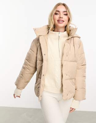 Pimkie - Wattierte Kapuzenjacke in Beige-Neutral