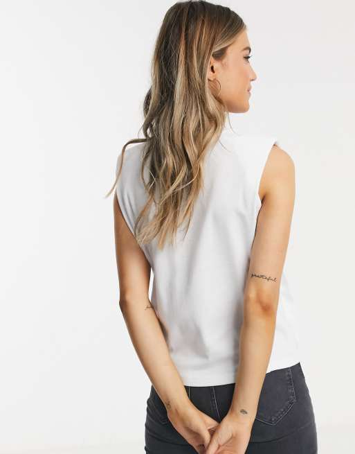 Pimkie – Weißes T-Shirt mit gepolsterten Schultern, 2 von 4