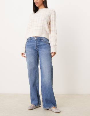 Pimkie - Weite Jeans in mittelblauer Waschung mit niedrigem Bund