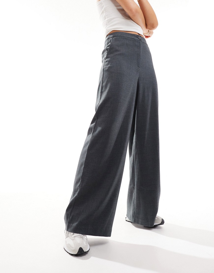 Pimkie wide leg tailored trouser in charcoal-Grey