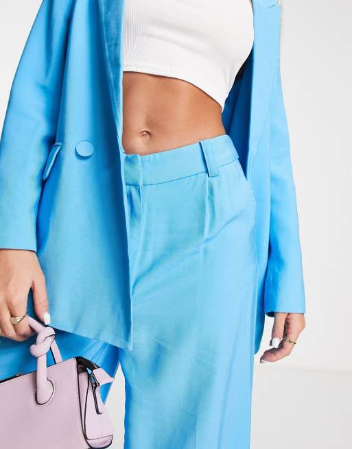 Pimkie wide leg trouser co-ord in blue, 3 of 4
