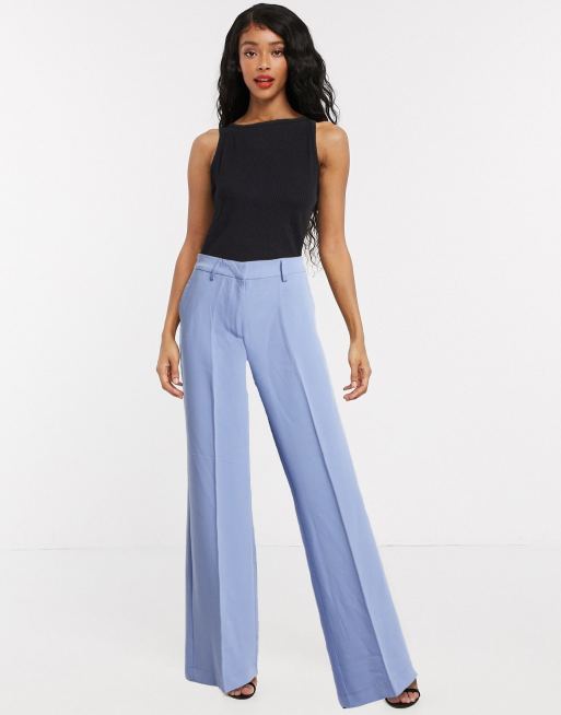 Buy Off White High Waist Wide Leg Formal Trousers Online