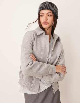 Pimkie wool blend bomber jacket in grey - view 1
