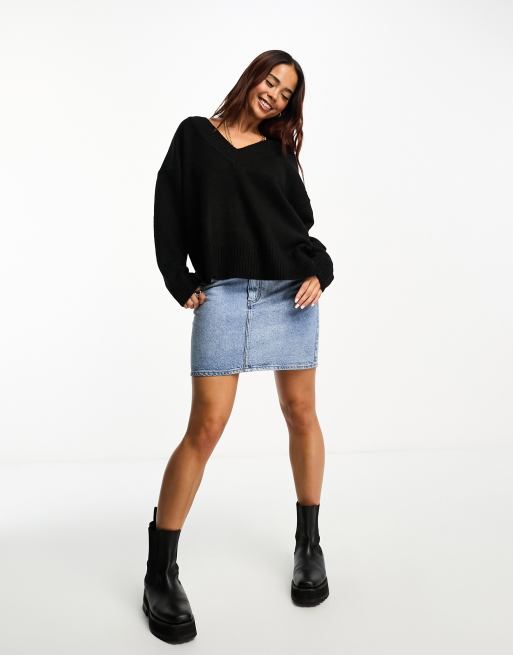 Black denim skirt clearance jumper