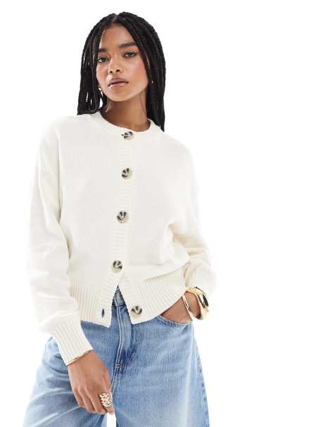 Pimkie fine knit button through cardigan in ecru