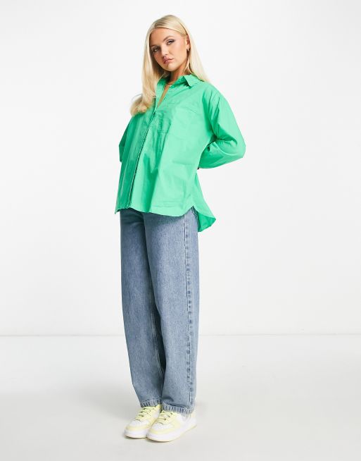 Pimkie – Zielona popelinowa koszula oversize, 4 z 4