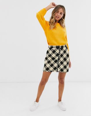 Pimkie zip front mini skirt in check print - ASOS Price Checker