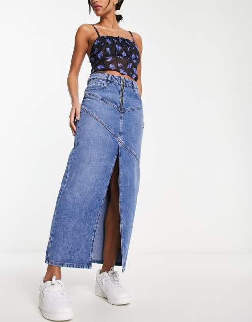 Jean skirt outlet zipper in front