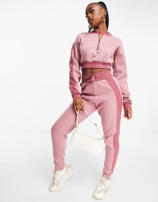 Pindydoll sweatshirt and sweatpants set with side stripe in pink