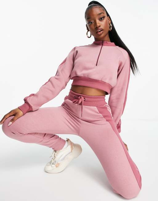 Pink sweatpants cheap and hoodie set