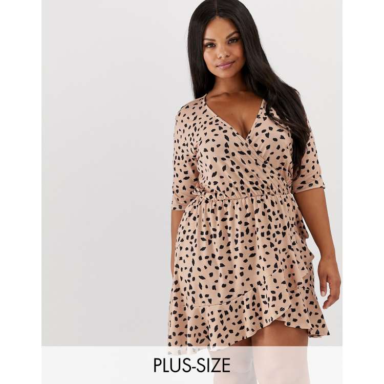 Pink and black dalmatian print wrap dress sale