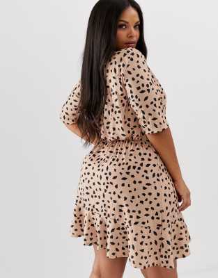 dalmatian print wrap dress