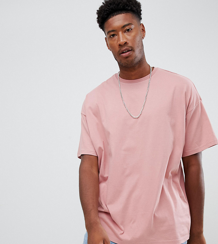 Pink oversized t-shirt i økologisk stof med rund hals fra ASOS DESIGN Tall