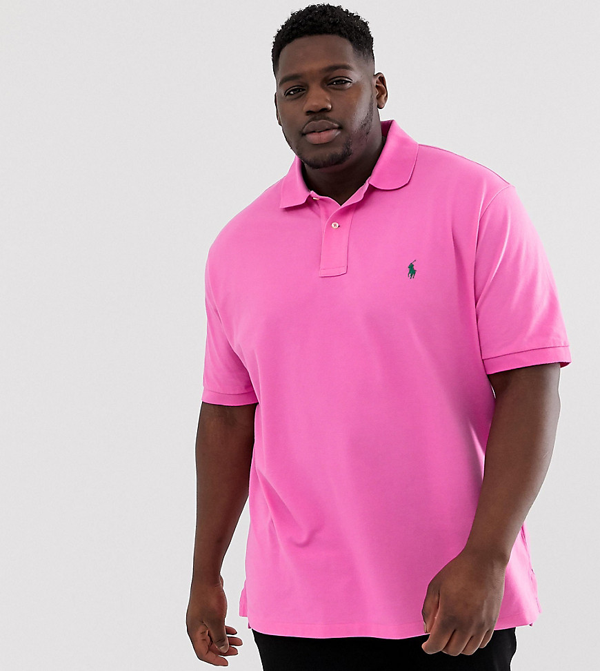 Pink player piquépolo med logo fra Polo Ralph Lauren Big & Tall