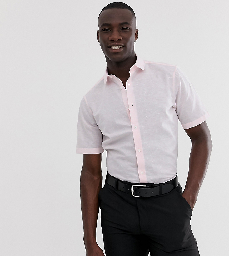 Pink smart hørskjorte med regulær pasform fra ASOS DESIGN Tall