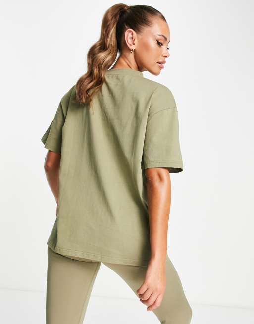 Pink Soda boyfriend logo t-shirt in olive, 2 of 4