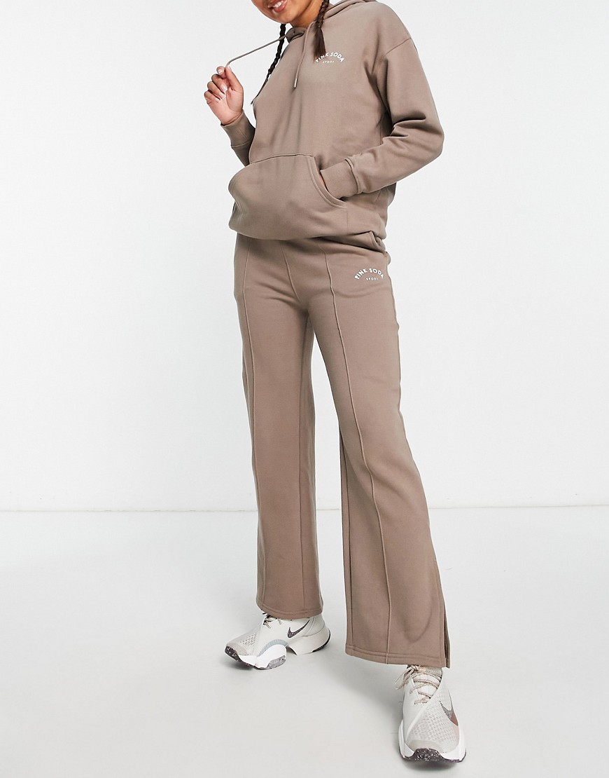 Pink Soda flare joggers in taupe-Brown