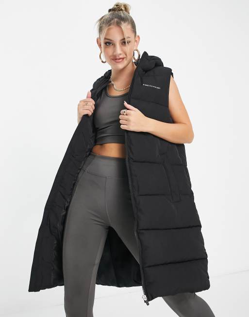 Pink Soda - Gewatteerde bodywarmer met lange pasvorm in zwart