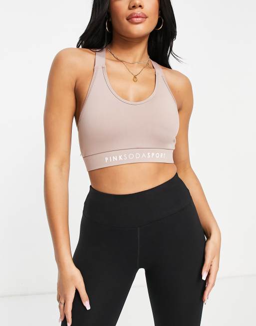 Pink Soda Harper sports bra in taupe , 2 of 4