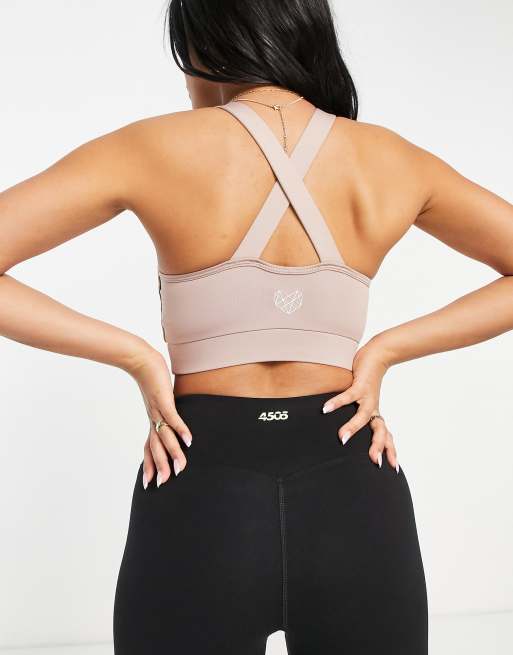 Pink Soda Harper sports bra in taupe , 3 of 4