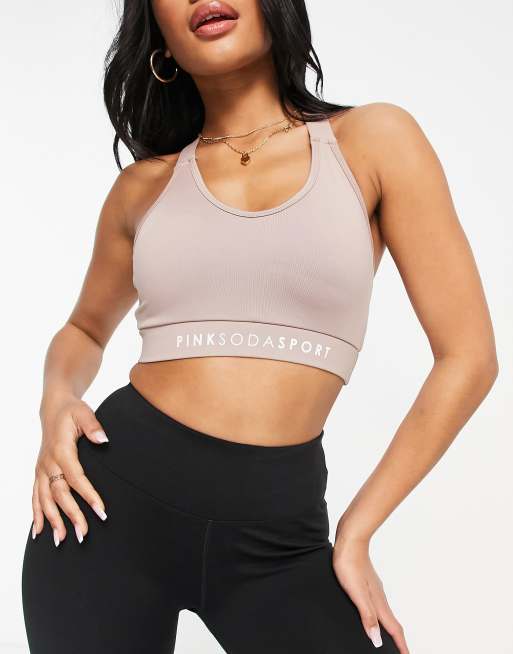 Pink Soda Harper sports bra in taupe , 4 of 4
