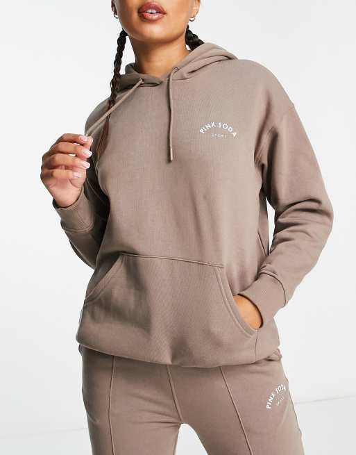 adidas Originals Retro Couture hoodie in brown and pink with monogram print