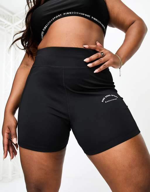 Pink Soda - Plus - Bootieshort met geribbeld inzetstuk in zwart