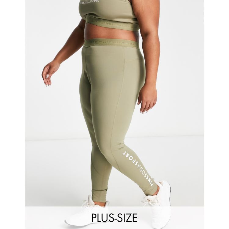 Pink Soda Cross Waistband Leggings In Olive-Green for Women