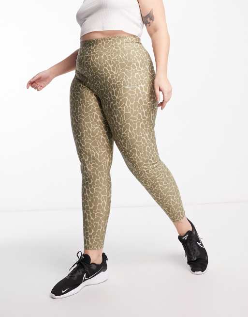 Pink Soda Plus leggings in olive animal print