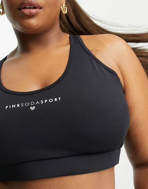 Pink Soda Plus medium support sports bra in black