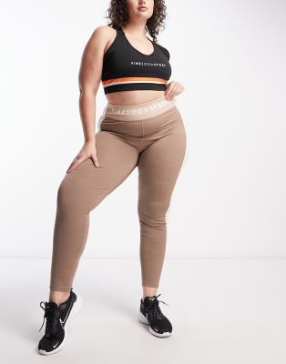 Pink Soda Plus side panel leggings in taupe