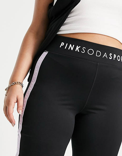 Women Pink Soda Plus Tape leggings in black and lilac 