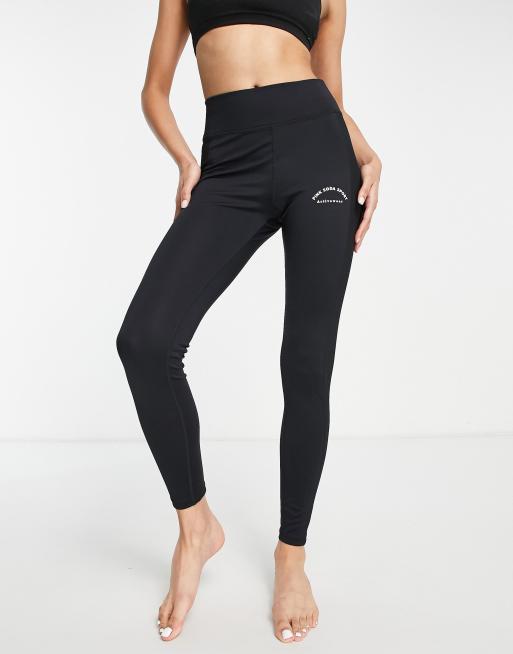 Pink Soda rib insert leggings in black ASOS