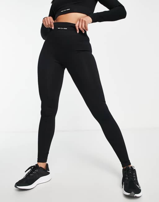 Pink Soda ribbed seamless leggings in black, 2 of 4