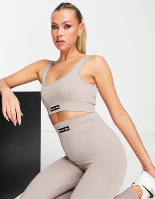 Pink soda ribbed seamless sports bra in brown - ASOS Price Checker