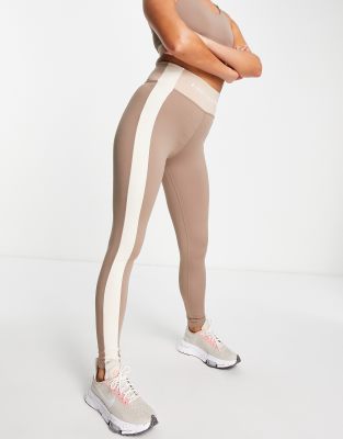 Pink Soda side panel leggings in taupe