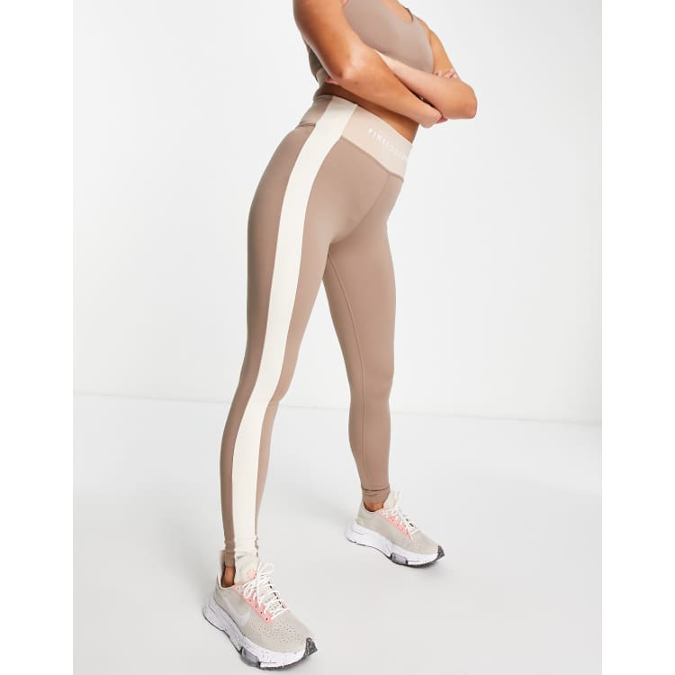 Pink Soda side panel leggings in taupe