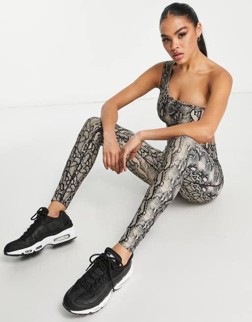 Pink Soda Sport Adder polyester blend legging with snake print in stone