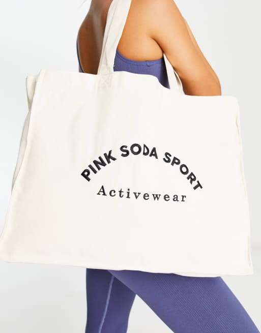 Pink Soda Sport – Biała płócienna torba typu tote z zakrzywionym logo