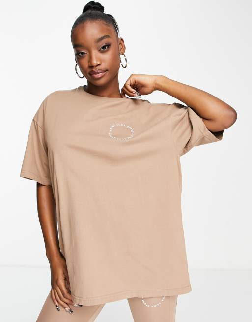 Pink Soda Sport boyfriend t shirt in camel ASOS